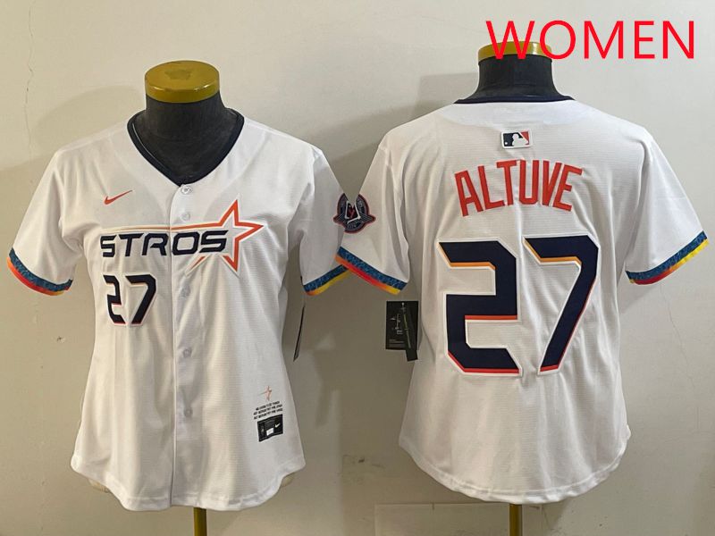 Women Houston Astros 27 Altuve White Fourth generation Joint Name 2025 Nike MLB Jersey style 8